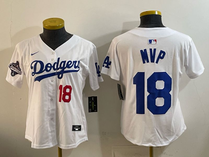Youth Los Angeles Dodgers #18 Mvp White Game 2026 Nike MLB Jersey style 08->youth mlb jersey->Youth Jersey